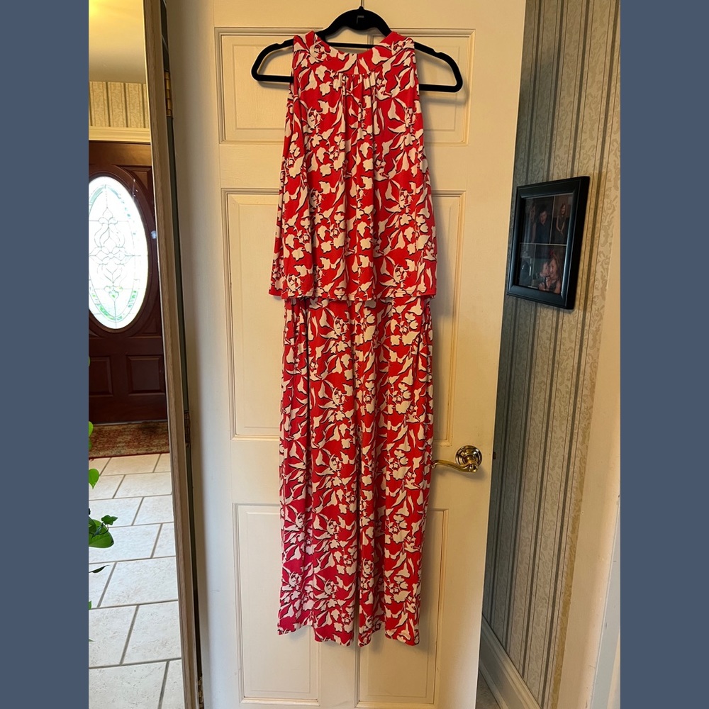 Leota Skyler Wide Leg Cropped Pink Jumpsuit